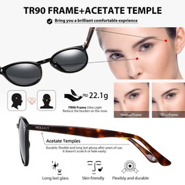 H HELMUT JUST Round Sunglasses Polarized Circle Retro Vintage Sun Glasses for Men and Women Unisex TR90 Acetate Sunglasses UV400 Protection