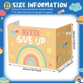 Honoson 24 Pcs Bulk Inspirational Privacy Folders for Students Cardboard Test Privacy Boards Motivational Words Desk Dividers Shield for Classroom School Study Supplies, 6 Styles (Bohemian)