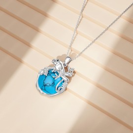 MEIDERBO Frog Necklaces for Women 925 Sterling Silver Frog Necklace with Turquoise Pendant Frog Jewelry Gifts for Mother Wife