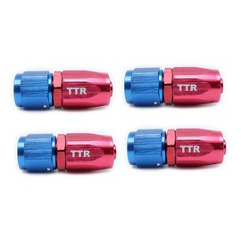 Aluminum Hose Alloy Swivel Fitting Fuel Hose End Set of 4 Fittings Kit 40_4-P (AN4-Straight, Red/Blue)