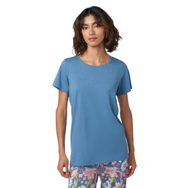 HUE Women's Plus Size Sleep and Lounge Pajama Separates, Late Summer & Fall Collection, Coronet Blue-Scoop Neck Short Sleeve Tee, 2X