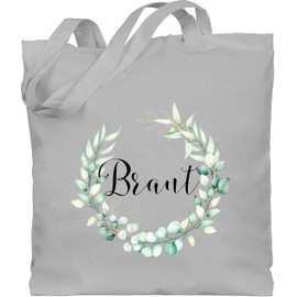 Shirtracer - Cotton Bag - Hen Party Women - Bride - Flower Wreath Eucalyptus, 2 Light Grey