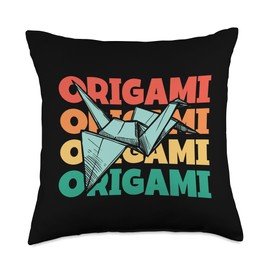 Easy Best Origami Crane Paper Gifts For Beginners Retro Text Paper Crane Folding Owl Master Origami Throw Pillow, 18x18, Multicolor