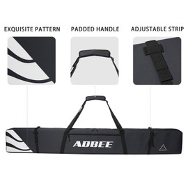 ADBEE Ski Bag – Padded Ski Bag with Durable Handle – Waterproof Fully Padded Ski Strap Carrier – Reliable 600D Oxford Fabric – Heavy-Duty Zippers and Buckles (Black, 170)