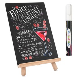 ONUPGO Chalkboard Signs with Easel, 8" x 12" Food Signs Small Tabletop Decorative Blackboard, Mini Wood Chalk Board Sign for Store, Menu, Kitchen, Wedding and Party Display