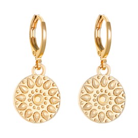 ALRNBY Gold Silver Sun Dangle Earrings for Women Dainty Opal Drop Earrings for Girls Ethnic Style Earrings Trendy Hoop Jewelry (Gold-2)