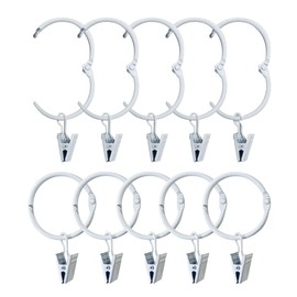 HappyHome Curtain Rings Curtain Hooks 38mm Metal Clip Ring Runner Easy Installation Pack of 10 (White)