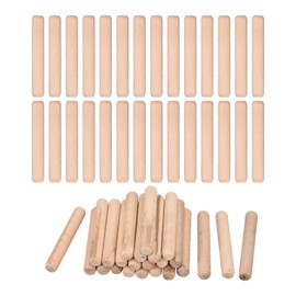 QUARKZMAN Pack of 90 Wooden Dowels 12 x 80 mm (0.47 x 3.15) Grooved Bevelled Ends Wood Dowel Pins Dried Hardwood for Woodworking Furniture Shelf