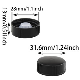 Poly Seal Screw Cap DGZZI 12PCS 28mm Black PP Plastic Resin Covers for Daily Chemicals Food Cosmetics Bottles, Spiral Cover