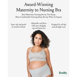 Bodily Everything Bra. Wireless Maternity & Nursing Bra for Pregnancy & Breastfeeding. InStyle's Best Maternity Bra. S-XL., Grey Marl, X-Large