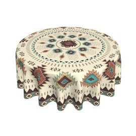 Giwawa - Mantel redondo azteca del suroeste de 60 pulgadas, diseño geométrico tribal étnico, estilo clásico, estilo círculo, estilo bohemio, lavable, para decoración de fiesta de comedor, cocina,
