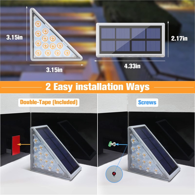VOLISUN Solar Stair Lights 12 Pack, Solar Step Lights Waterproof