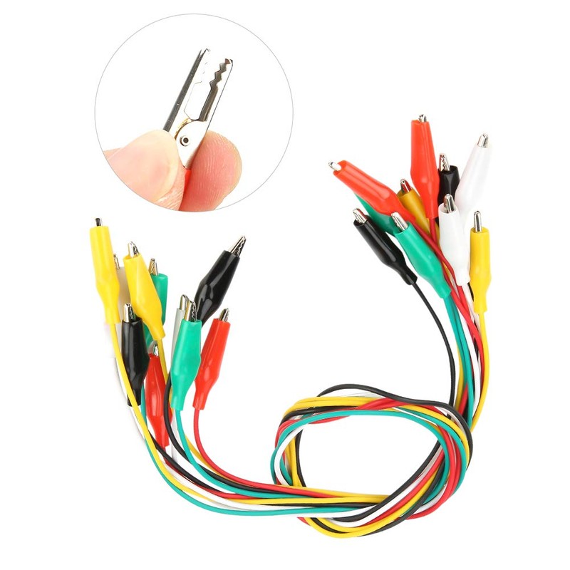 Crocodile Clip Cable, 10pcs 50cm Dual Ended Alligator Clips Test