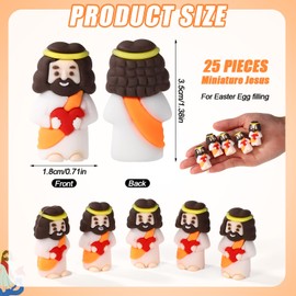 Lyreh Pack of 25 Miniature Jesus Statue with Red Heart, PVC Material Easter Miniature Mini Valentine's Day Jesus Statue for Easter Valentine's Day Guest Gift and Decoration (Orange)