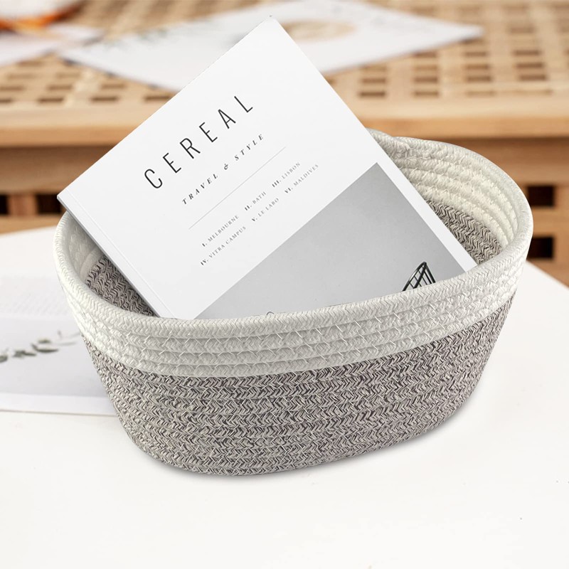 Relota 4 Stück Aufbewahrungskorb Geflochten, Korb Aufbewahrung Aus Baumwollseil, Regalkörbe