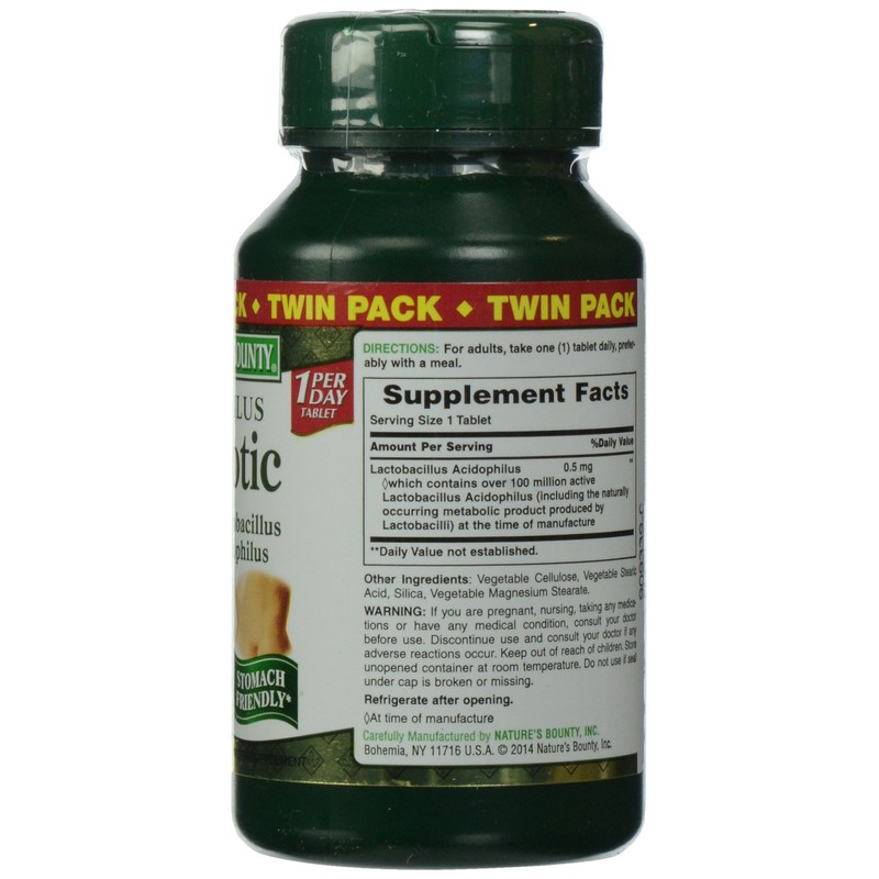 Nature's Bounty Probiotic Acidophilus Tablet, 100 Count (Pack of 2)