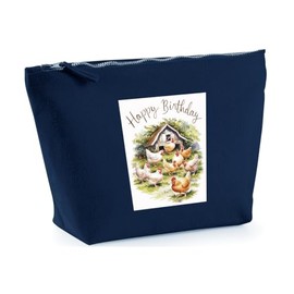 Hippowarehouse Happy Birthday Chickens Watercolour Printed Make up Cosmetic wash Bag 18x19x9cm