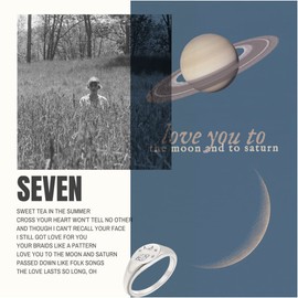 Joliernelle Love You to The Moon And to Saturn Ring Stainless Steel Silver Moon Star Ring for Her Size 9