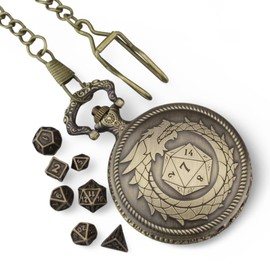 Galdor's Guild Travel DND Pocket Watch & Mini Metal Polyhedral Dice Set 6mm | Great Tiny Dice Case and Watch for RPG, Tabletop and Board Games Like Dungeons and Dragons and Warhammer for Any DM