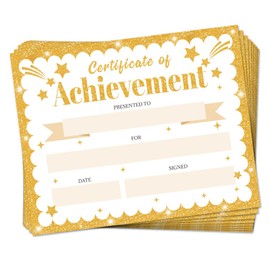 Doodlream 30 Golden Star Certificate of Achievement Completion Award Recognition Paper, 25 x 20cm Blank Preschool Kindergarten Graduation Diploma Certificates Student Sports Activities Award