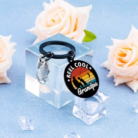 Yoxiumi Fishing Gifts for Grandpa Reel Cool Grandpa Gifts for Fathers Day Grampy Birthday Gift Fisherman Gift for Men Fishing Keychain for Grandfather Fish Keychain Fisherman Accessories