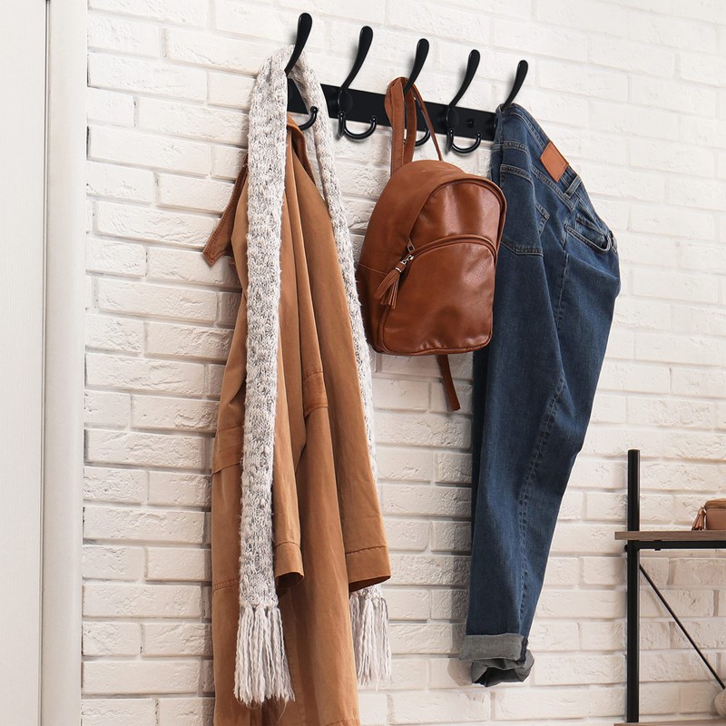 Dseap Coat Rack Wall Mounted - 5 Tri Hooks, Heavy