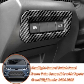 Headlight Control Switch Panel Frame Trim Compatible with Toyota Grand Highlander 2024 2025,Center Console Multifunction Button Panel Cover Interior Decoration Accessories 1PCS (Carbon Fiber Pattern)