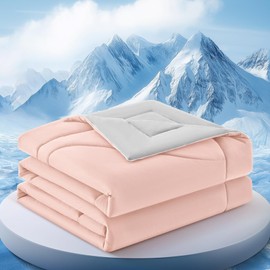 FineMay Cooling Comforter Queen Size, Double-Sided Cooling Blanket for Hot Sleepers & Night Sweats, Arc-Chill Q-Max > 0.4 Breathable Ice Blanket, Lightweight Cold Comforter (80''x90'', Pink)