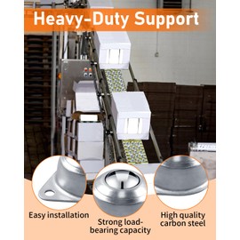 ZORUNNA 40 PCS Conveyor Rollers Bearings, 360° Smooth Low Profile Casters, 1“ Ball Casters for Furniture, Pickup Truck Bed, Workshops and Garage, Heavy Equipment.