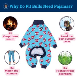 Pittie Clothing Pit Bull Onesie Pajamas for Dogs - Full Coverage Outfit for Medium Large XL XXL Breed
