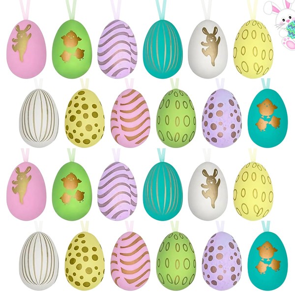 XLZJYIJ Easter Eggs for Hanging, Pack of 24 Easter Eggs