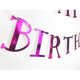 Gymnastics Party - Happy Birthday Banner in Metallic Pink | Gymnast Girls Birthday Banner Decorations | Gymnastics Party Supply