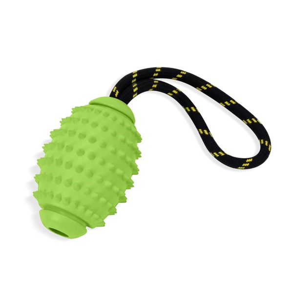 OllyDog Spikey Rugby, Interactive Dog Chew Toy with Natural Rubber,