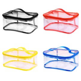 OYIWINMI 4 Pcs Clear Pvc Toy Storage Bags,Board Game Storage Bags,With Zipper, Waterproof,9.3x6.7x4.5 Inch Kids Toys Storage Organiser For Board Games, Building Blocks.