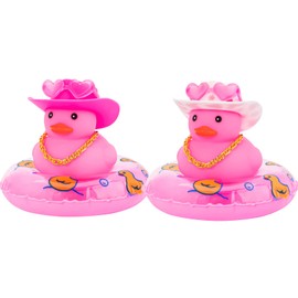 wonuu 2 piezas de patos de goma para decoración de coche, bonitos accesorios de coche, color rosa, decoración de tablero de goma, patito de goma, accesorios de coche, pato, decoración de coche, patos de coche, patos para salpicadero