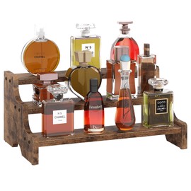 BCOZLUX Wooden Display Riser Stand, Tiered Perfume and Cologne Organizer Stand, 3 Tier Spice Rack, Rustic Display Shelf for Candles, Kitchen Storage Holder for Spice Bottles, Jars, Seasonings