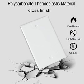 Blank Wall Plates 1-Gang blank Switch Outlet Electrical Cover Plate Unbreakable Thermoplastic Faceplate for Light Receptacle Outlet Switch, White (4 Pack)