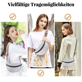 Aucenix Bum Bag Women's Crossbody Bags - Belt Bag Handbag with Wide Strap for Girls, Fashion Waist Bag with Adjustable Strap, Stylish Cross Bag with Premium PU Leather, White, Fashion