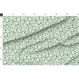 Spoonflower Fabric - St. Patrick's Day Clovers Shamrocks Watercolor Irish Holiday Ireland Printed on Polartec(R) Fleece Fabric Fat Quarter - Sewing Blankets Loungewear and No-Sew