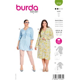 Burda Style #5732 Women's Sewing Pattern Slip On Blouse and Tunic Dress Size 18-20