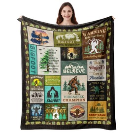 Vuinezo Bigfoot Gifts, Sasquatch Gifts, Big Foot Sasquatch Gifts, Sasquatch Gifts for Men/Women, Cool Bigfoot Lover Gift, Sasquatch Loves Gift, Hide & Sick Champion, Big Foot Gifts Blanket 60"X80"