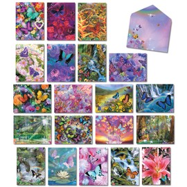 Leanin' Tree, On Butterfly Wings, Greeting Cards Assortment Box, All Occasion Cards Assortment Box with Envelopes (20 Assorted Cards and 22 Envelopes)