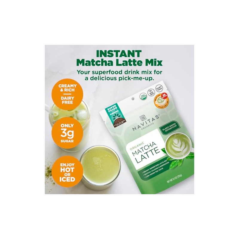 Navitas Organics Mezcla Instantnea para Matcha Latte Una Mezcla