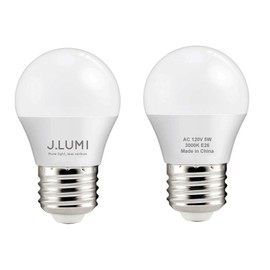 J.LUMI BPC4503 LED Light Bulbs 3W (25 Watt Equivalent), G40 Light Bulbs, 3000K Warm, E26 Base, LED Bulbs for Bed Side Lamps, Refrigerator, NOT DIMMABLE (Pack of 2)