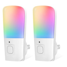 LOHAS LED Night Light Kids, Plug in LED Night Lights for Kid, 9-Color Changing, Bright Nightlight with Dusk to Dawn Sensor, Plug-in Night Light for Kids Hallway Stairway Bedroom Christmas Gift, 2 Pack