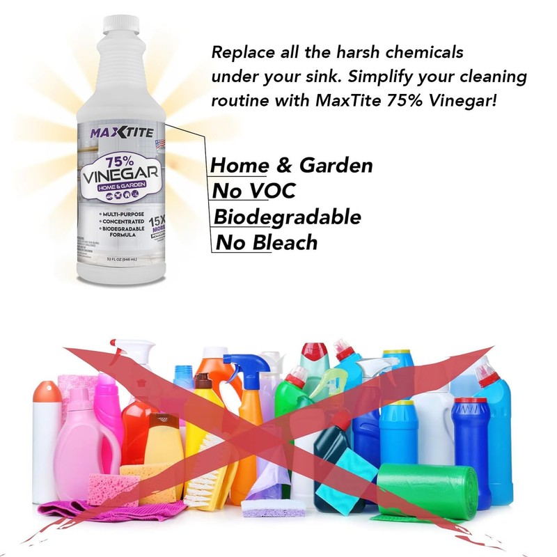 MAXTITE Ultra-Concentrated 75% Vinegar for Home & Garden Cleaning (4