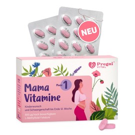 PregniVital Pregnancy Vitamins 1st Trimester to 12th SSW - Folic Acid Pregnancy & Pregnancy Vitamins with Choline - 30 Tablets
