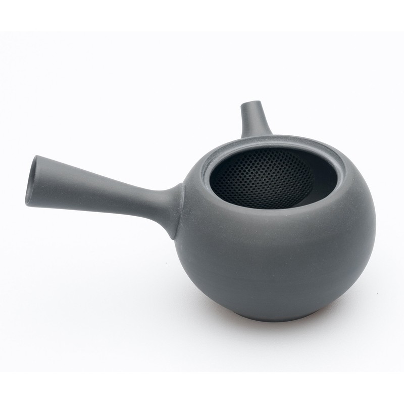 Azmaya Tokoname Teapot - Black Unglazed Ceramic 225ml Round Kyusu