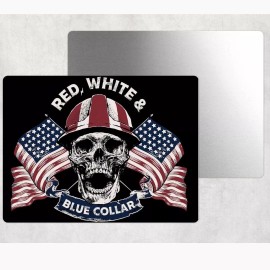 Unbranded Skull Blue Collar American Flag Western Tin Sign Door Home Wall Decor Metal