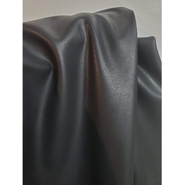 Black Faux PU {Peta Approved Vegan} Leather by The Yard Synthetic Pleather 0.7 mm Nappa Yards Garment Weight Smooth Vinyl Upholstery (Black Stretch Lightweight, 2 Yards (72"x54"))